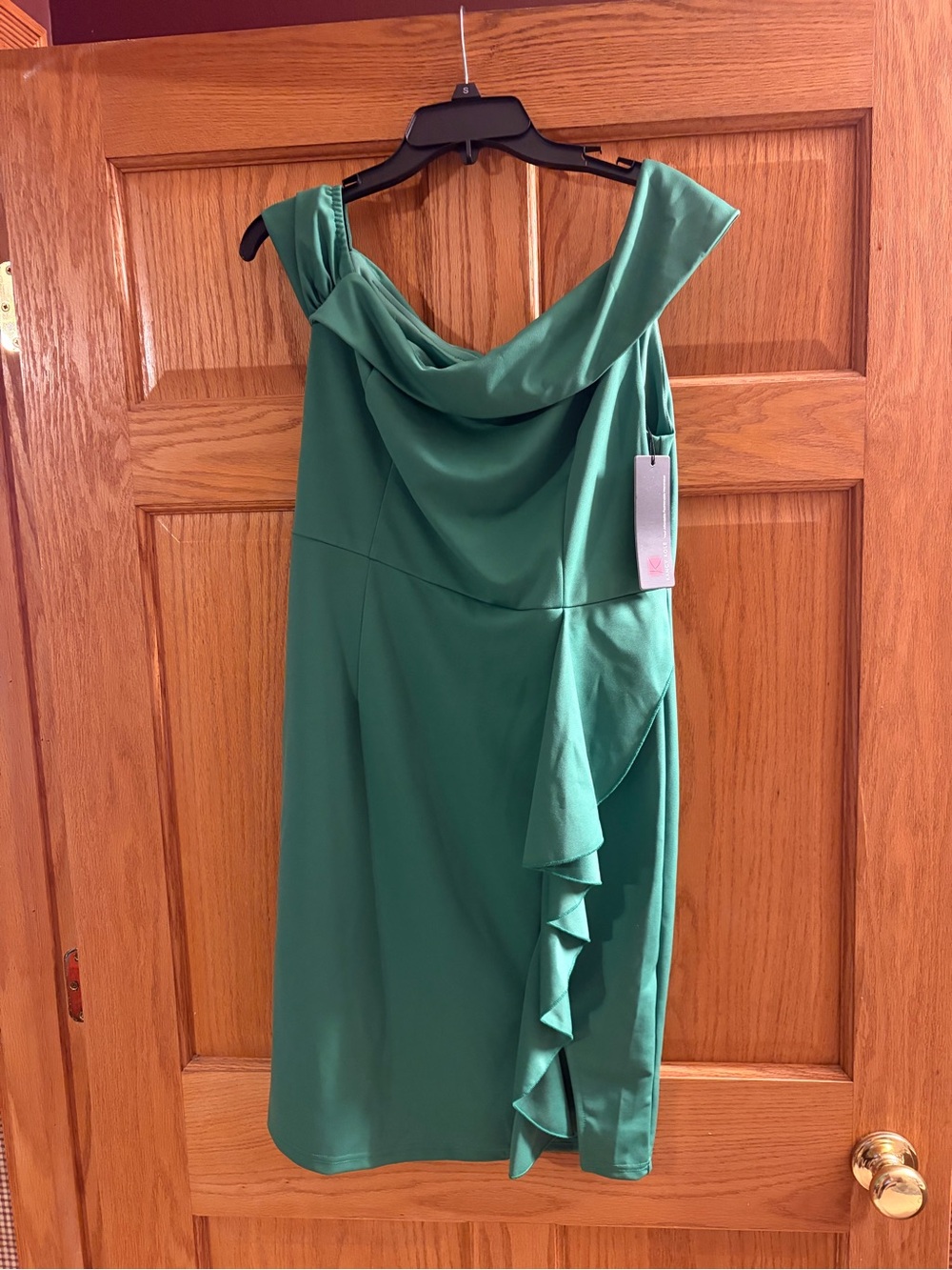 Green One-Shoulder Ruffled Cocktail Dress - Unbranded